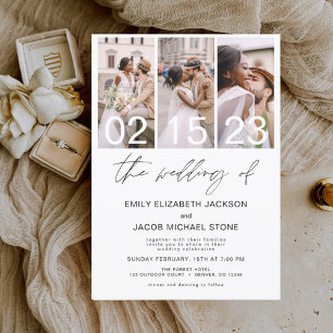 The Wedding of Photo Simple Minimalist White Invitation