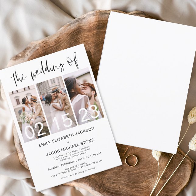 The Wedding of Photo Simple Minimalist White Invitation (Creator Uploaded)