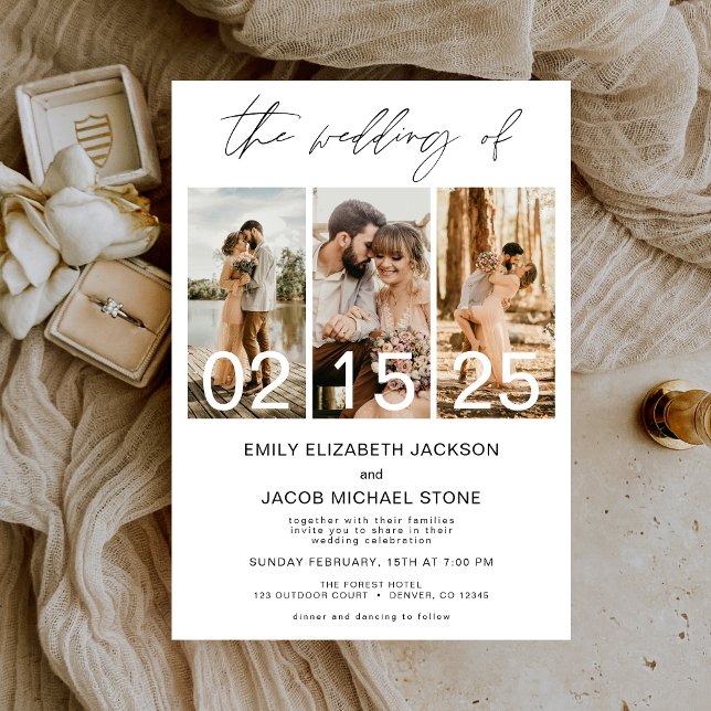 The Wedding of Photo Simple Minimalist White Invitation (Creator Uploaded)