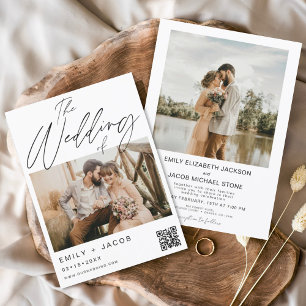 The Wedding of QR code Modern Photo Minimalist Invitation