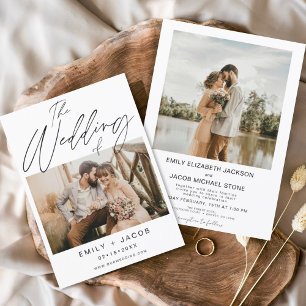 The Wedding of Two Photo Minimalist White Invitation