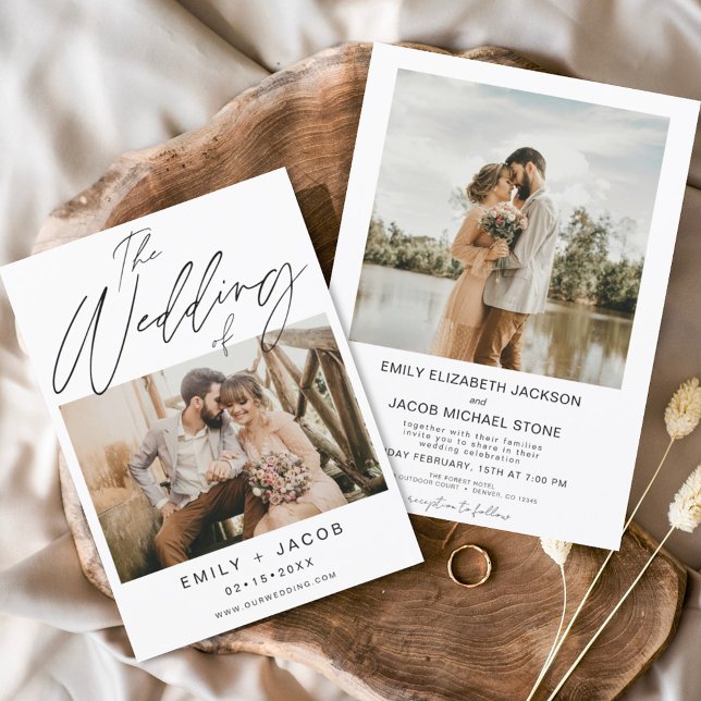 The Wedding of Two Photo Minimalist White Invitation (Creator Uploaded)