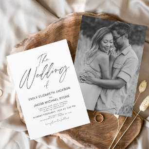 The Wedding of White Black Photo Elegant Invitation