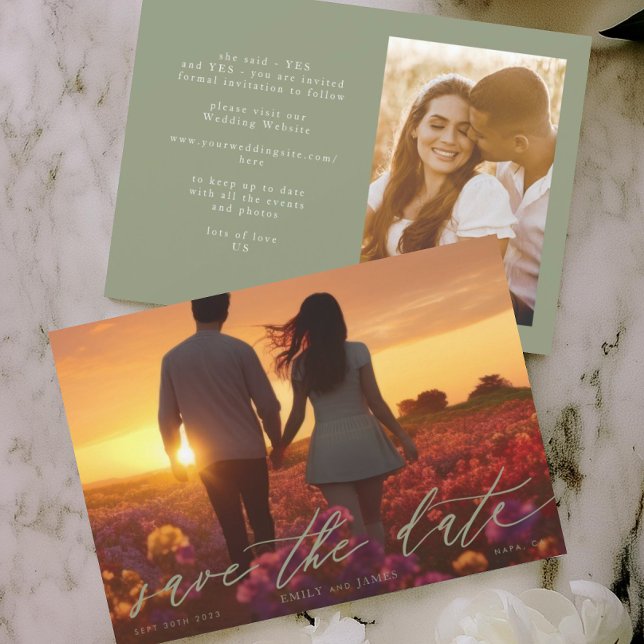 The Wedding Photo Modern Sage Green Save The Date (Creator Uploaded)