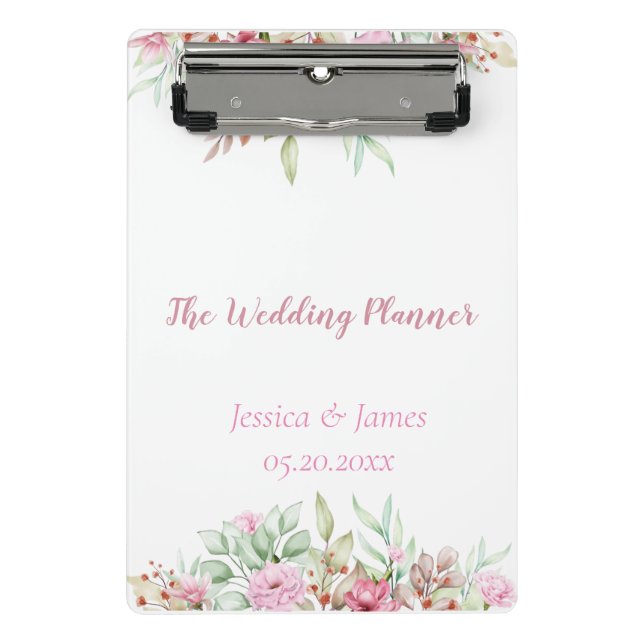 The Wedding Planner, Elegant Floral Sophisticated  Mini Clipboard (Front)
