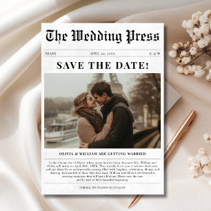 The Wedding Press Newspaper Eiffel Tower Photo Save The Date