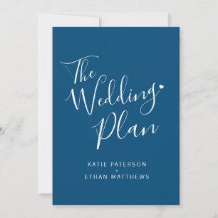 The wedding reception host guest plan blue white announcement