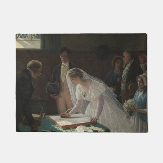 The Wedding Register (by Edmund Blair Leighton) Doormat (Front)