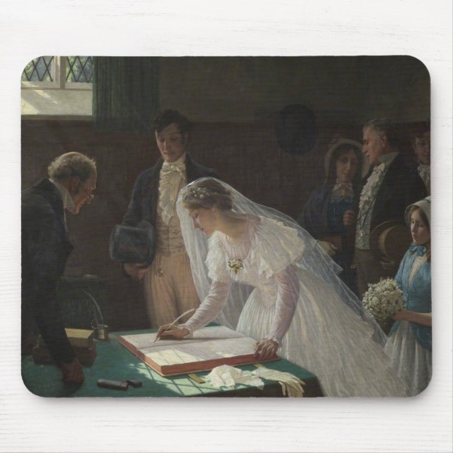 The Wedding Register (by Edmund Blair Leighton) Mouse Mat (Front)