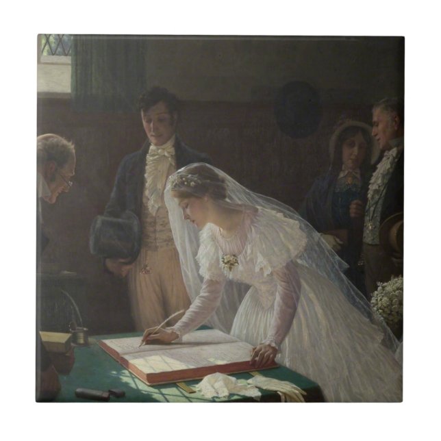 The Wedding Register (by Edmund Blair Leighton) Tile (Front)