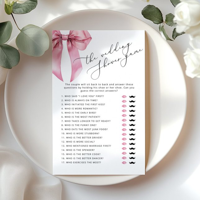 The wedding shoe game Pink Bow Bridal shower game (Creator Uploaded)