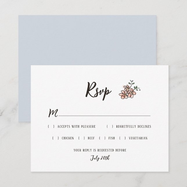 The Wedding Sign Says Rustic Doodle Floral RSVP Card (Front/Back)