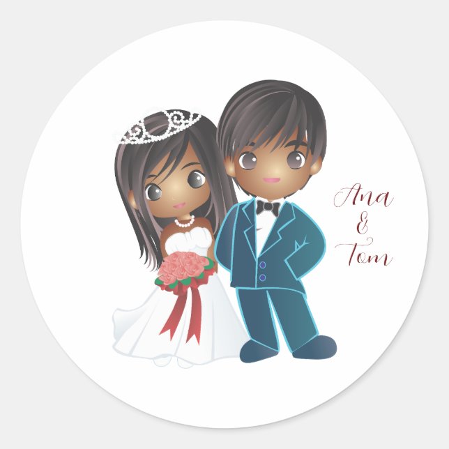 The wedding stylised classic round sticker (Front)