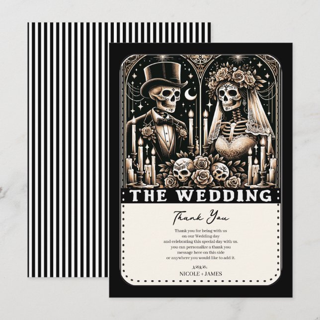THE WEDDING Tarot Skeletons Bride & Groom Invitation (Front/Back)
