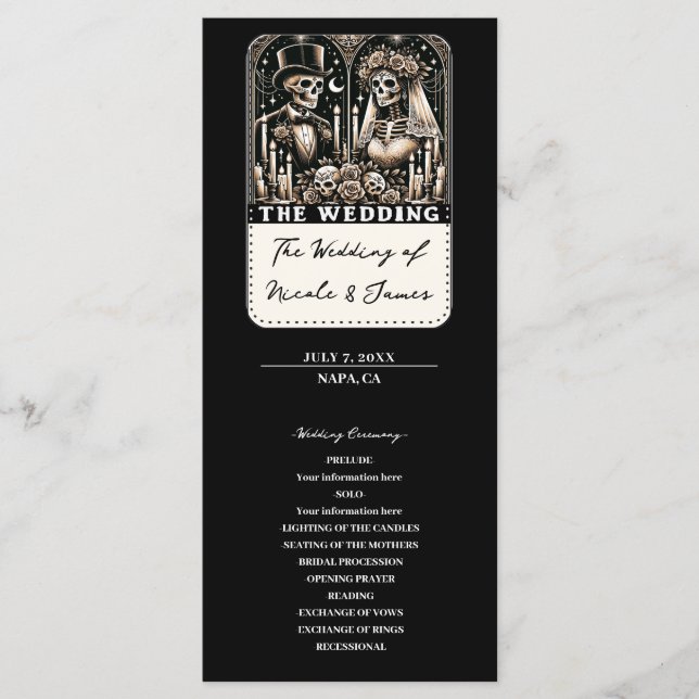 THE WEDDING Tarot Skeletons Bride & Groom Program Programme (Front)