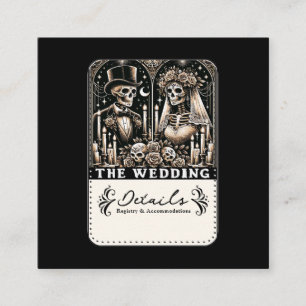 THE WEDDING Tarot Skeletons Bride & Groom Square Business Card