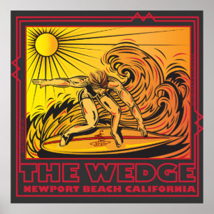THE WEDGE NEWPORT BEACH CALIFORNIA SURFING POSTER