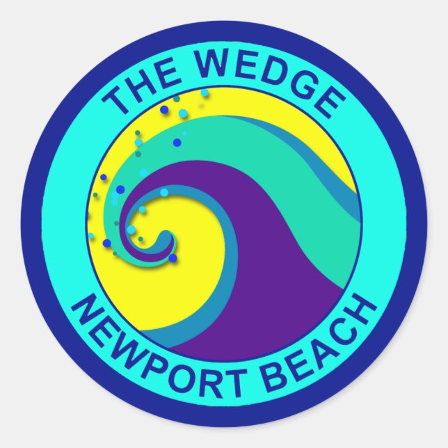 The Wedge, Newport Beach Classic Round Sticker (Front)