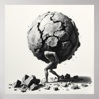 The Weight of the World – A Charcoal Depiction of  Poster