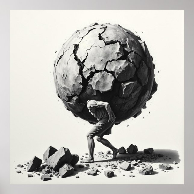 The Weight of the World – A Charcoal Depiction of  Poster (Front)