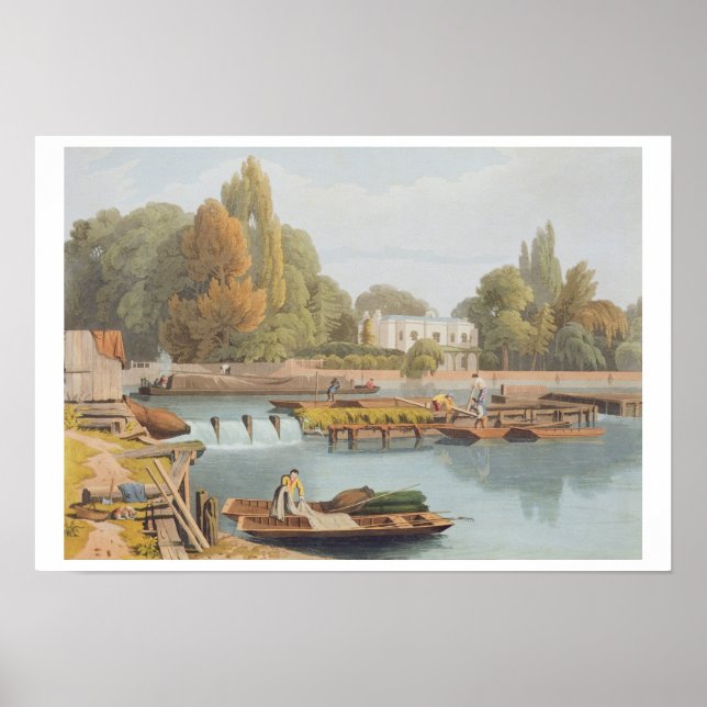 The Weir, from Marlow Bridge, engraved by Robert H Poster (Front)