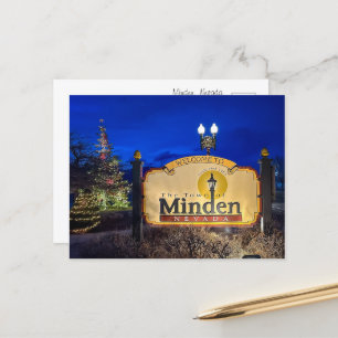 The Welcome Sign for Minden, Nevada Postcard
