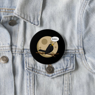 The Werebird - Blackbird Howling at the Moon Comic 7.5 Cm Round Badge
