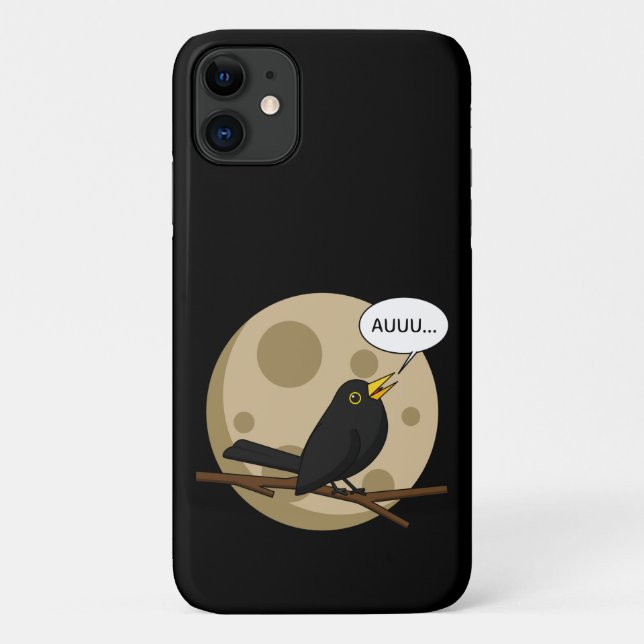 The Werebird - Blackbird Howling at the Moon Comic Case-Mate iPhone Case (Back)