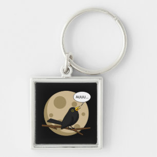 The Werebird - Blackbird Howling at the Moon Comic Key Ring