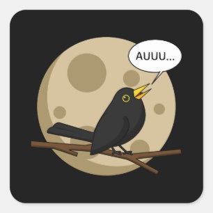 The Werebird - Blackbird Howling at the Moon Comic Square Sticker