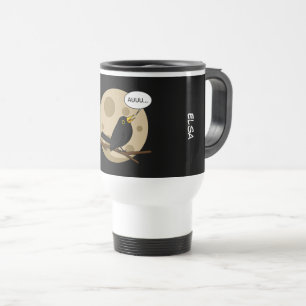 The Werebird - Blackbird Howling at the Moon Comic Travel Mug