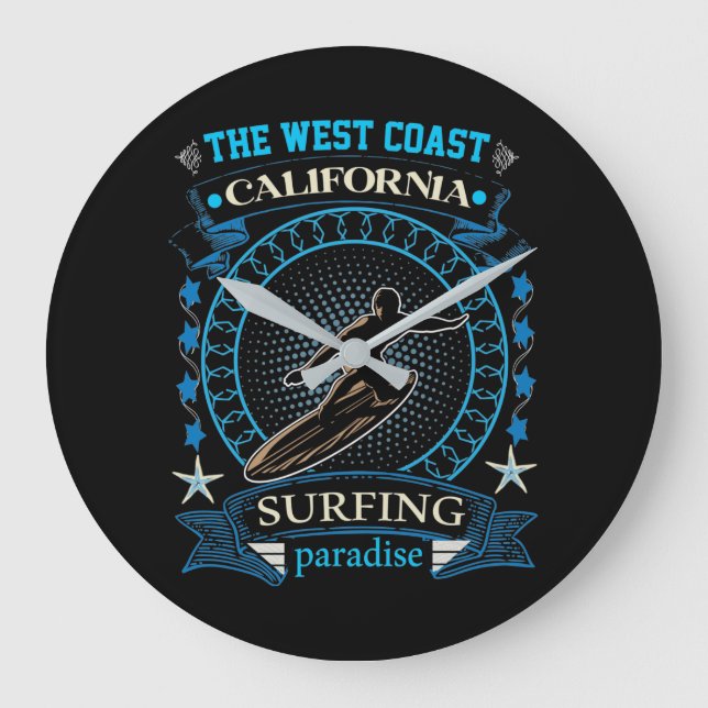 The West Coast. California Paradise Large Clock (Front)