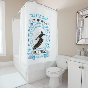 The West Coast California Surfing Shower Curtain
