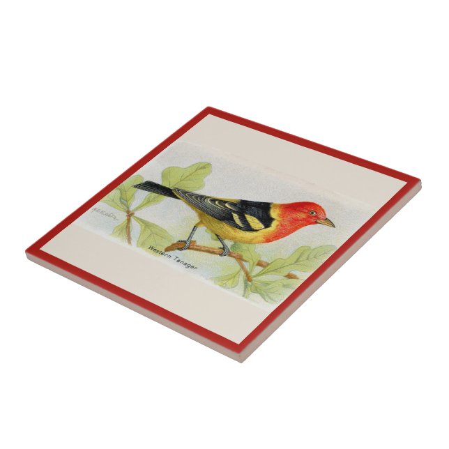 The Western Tanager Bird Ceramic Tile (Side)