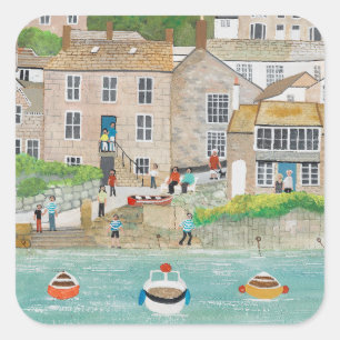 The Wharf at Mousehole Square Sticker