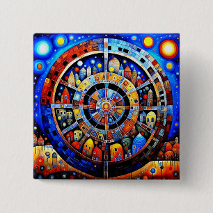 The Wheel of Time rolls on 15 Cm Square Badge