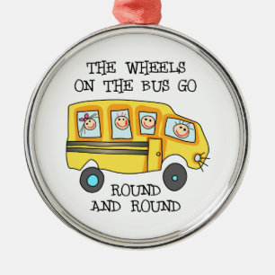 THE WHEELS ON THE BUS METAL TREE DECORATION