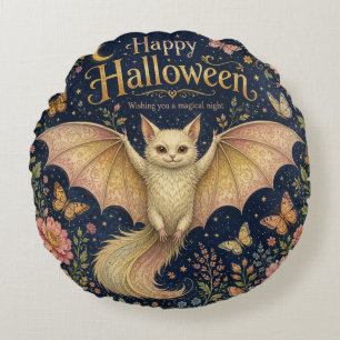 The Whimsical Winged Familiar Round Cushion