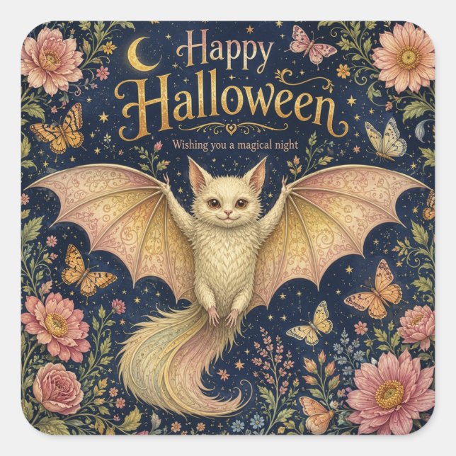 The Whimsical Winged Familiar Square Sticker (Front)