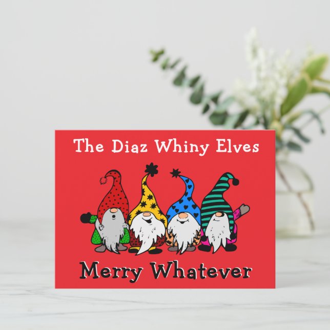 The Whiny Elves Merry Whatever Party Invitation (Standing Front)