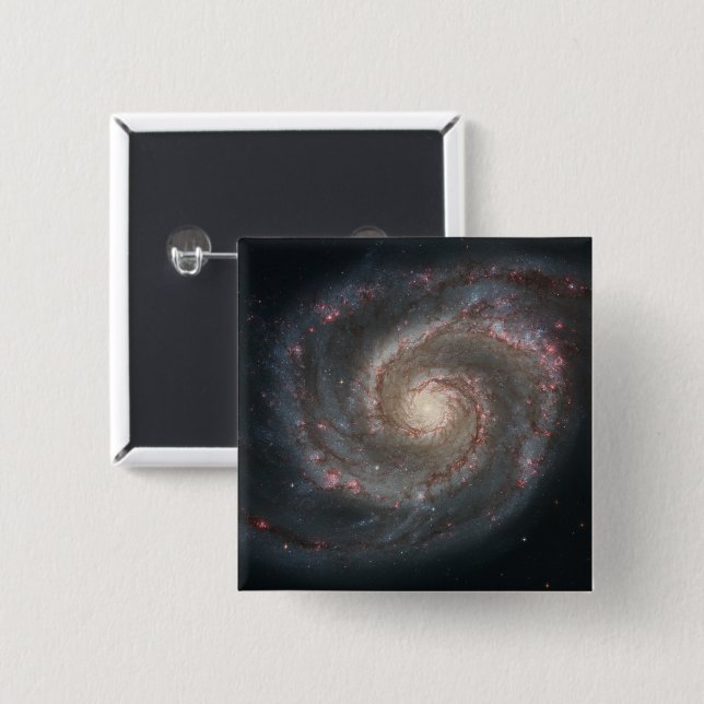 The Whirlpool Galaxy M51 & Companion in Space 15 Cm Square Badge (Front & Back)