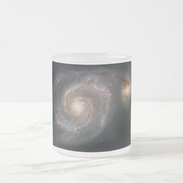 The Whirlpool Galaxy M51 & Companion in Space Frosted Glass Coffee Mug (Center)