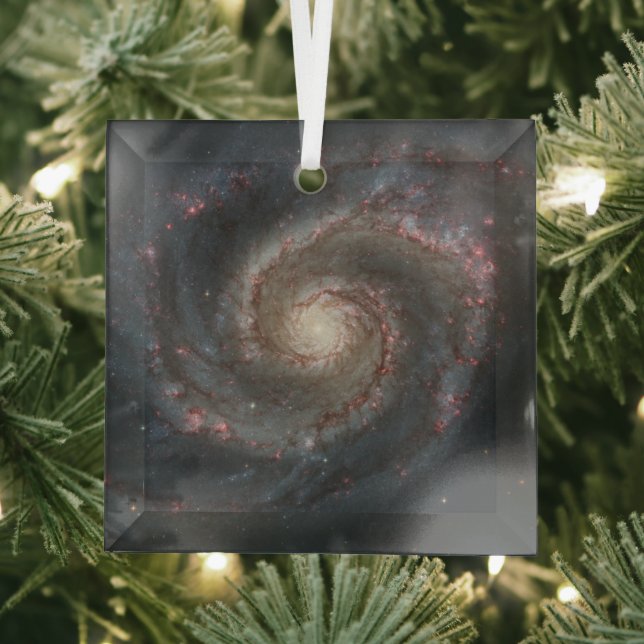 The Whirlpool Galaxy M51 & Companion in Space Glass Tree Decoration (Insitu)