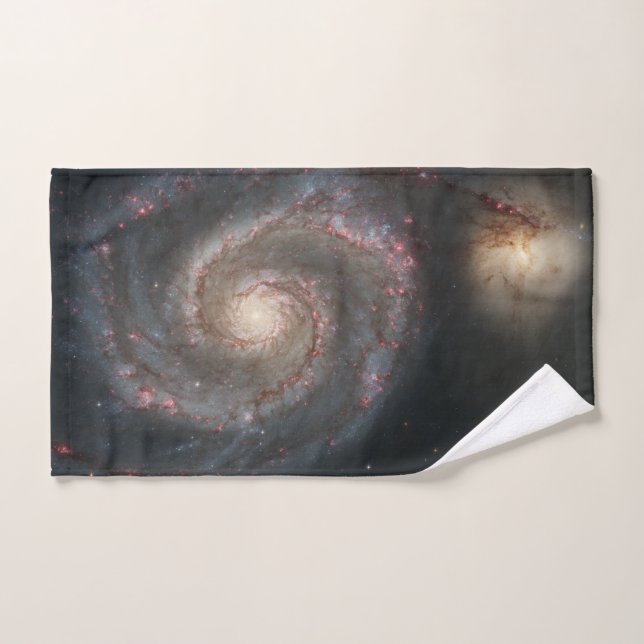 The Whirlpool Galaxy M51 & Companion in Space Hand Towel (Hand Towel)