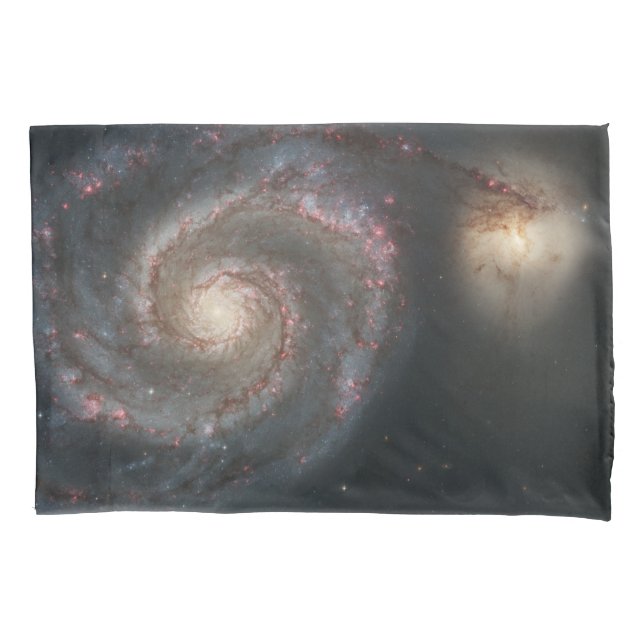The Whirlpool Galaxy M51 & Companion in Space Pillowcase (Front-Left)