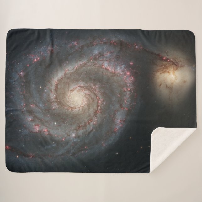 The Whirlpool Galaxy M51 & Companion in Space Sherpa Blanket (Front (Horizontal))