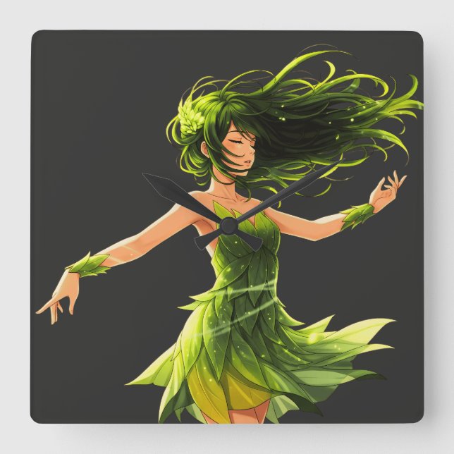 The Whisper of the Wind Square Wall Clock (Front)