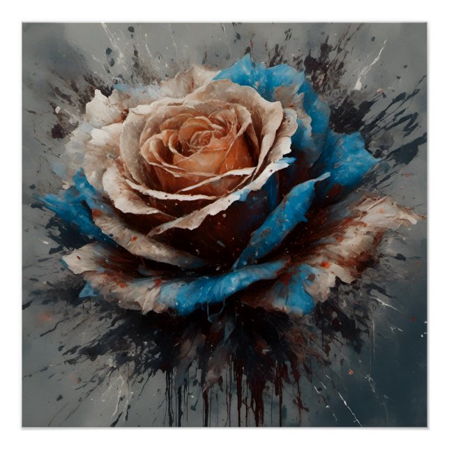 The Whispering Elegance of Beige and Blue Poster (Front)