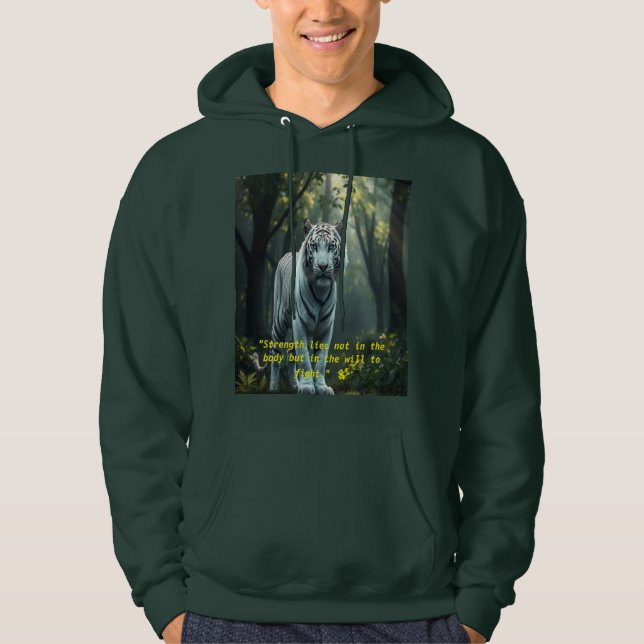 **"The Whispering Forest: A White Tiger's Majesty" Hoodie (Front)