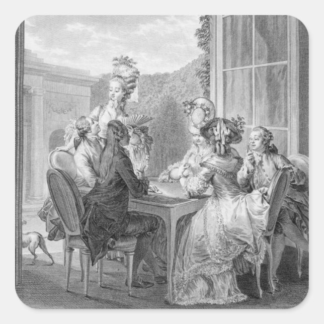 The Whist Party, 1783, engraved by Jean Dambrun (1 Square Sticker (Front)